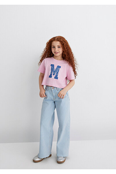 Mavi M Logo Printed Pink T-Shirt Loose Fit / Loose Relaxed Cut 7610276 -86953