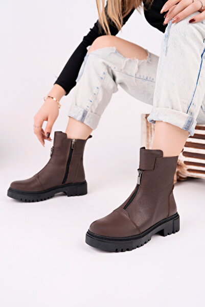 Deripabuc Genuine Leather Brown Women's Leather Boots Dp70-2613