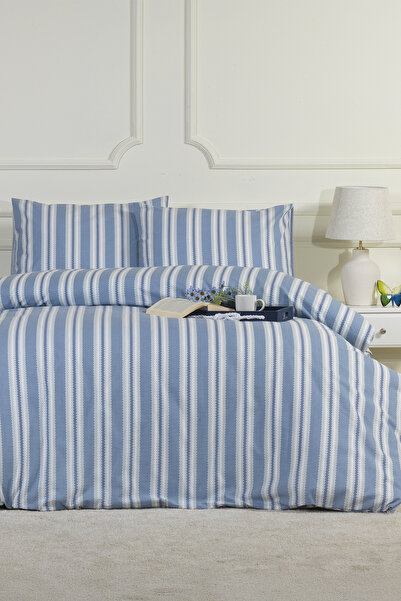 Elart Scatt Duvet Cover Set Double Elastic Fitted Sheet (200X220 cm) Blue