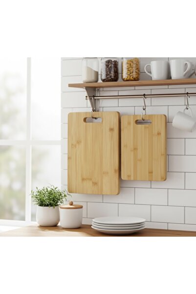 VESTA Concept Doğal Bambu Kesim Panosu 2'li Set – Suya Dayanıklı, Şişmez – Şık Tasarım – Uzun Ömürlü Kesme Tahtası
