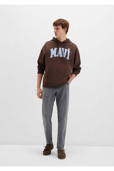 Mavi Logo Printed Hooded Brown Sweatshirt 067149 -88067