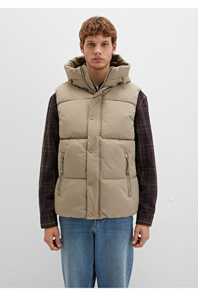 Mavi Beige Hooded Puffer Vest Regular Fit 0110306 -86749