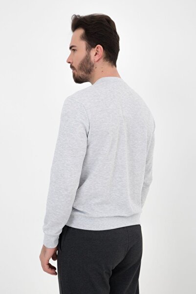 defys Ανδρικό φούτερ με λαιμόκοψη με υφή κανονική εφαρμογή Basic σε γκρι μελανζέ