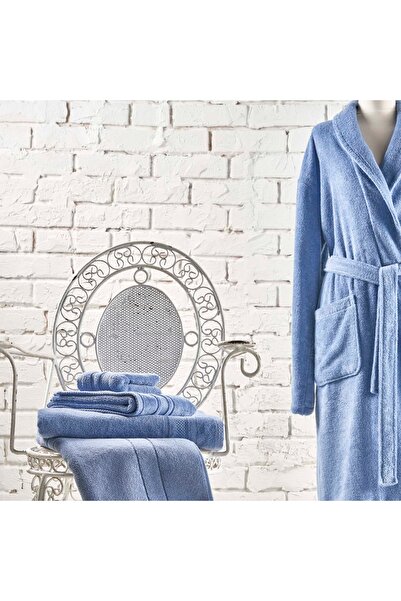 Linens Soft Cotton Bathrobe Blue XL