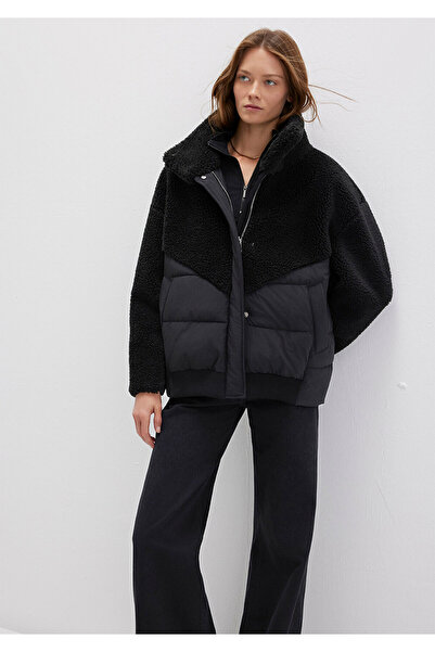 Mavi Sherpa Detailed Black Jacket Loose Fit / Loose Relaxed Fit 1110476-900