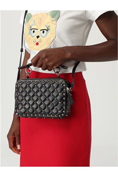 Valentino Garavani Metal Zımbalı Komple Deri Postacı ve El Çantası