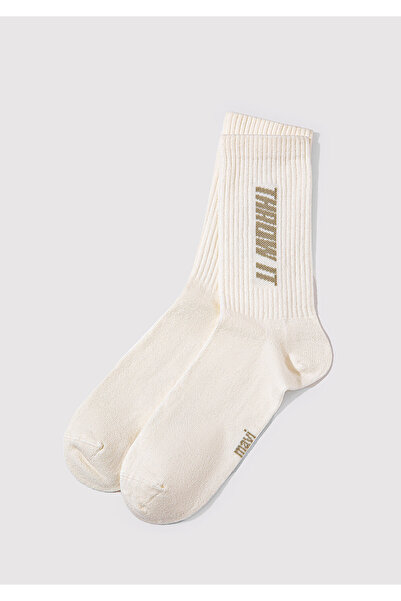 Mavi Throw It Printed Ecru Socks 0911755-34671