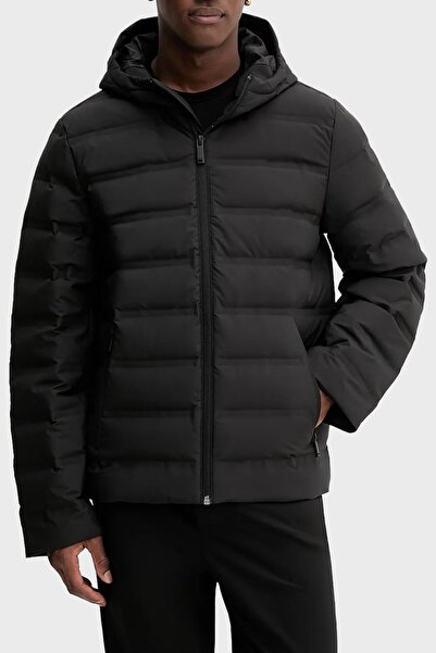 Calvin Klein Men's Brand Logo Quilted Regular Fit Mold Black Coat Lv04Ld521G Ub1