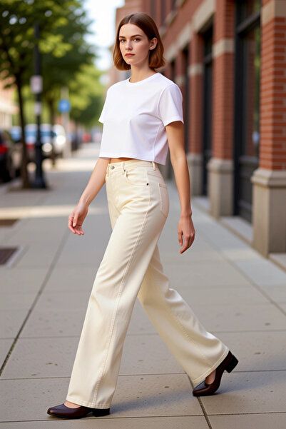 PayBuy Γυναικεία Μόδα Ψηλόμεση Φαρδύ Παντελόνι Λεοπάρ Μοτίβο Τζιν Παντελόνι Κ...