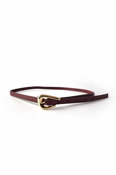Ecrou Wave Pattern Buckle Thin Belt Burgundy