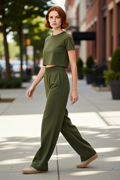 PayBuy Pantaloni țesuți Aerobin cu picioare largi la modă pentru femei, croia...