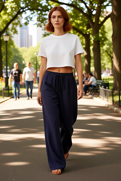 PayBuy Moda femei Pantaloni de in cu talie înaltă cu picioare largi Casual Elegance Weekend Summer