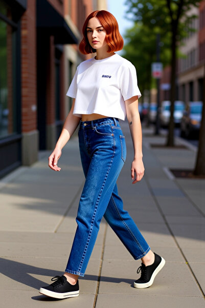 PayBuy Γυναικεία μόδα Ψηλόμεση Φαρδύ Παντελόνι Mom Jean Τζιν Παντελόνι Casual...