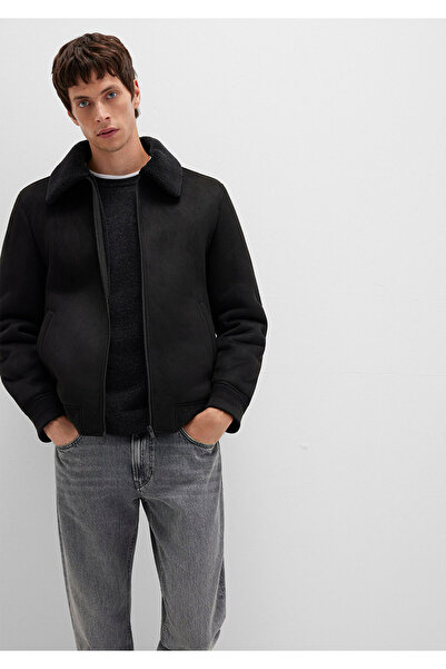 Mavi Black Faux Suede Jacket with Faux Fur Detail Regular Fit / Regular Cut 0110450 -900