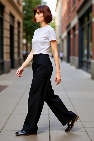 PayBuy Moda femei Pantaloni palazzo cu picioare largi Model simplu Talie norm...