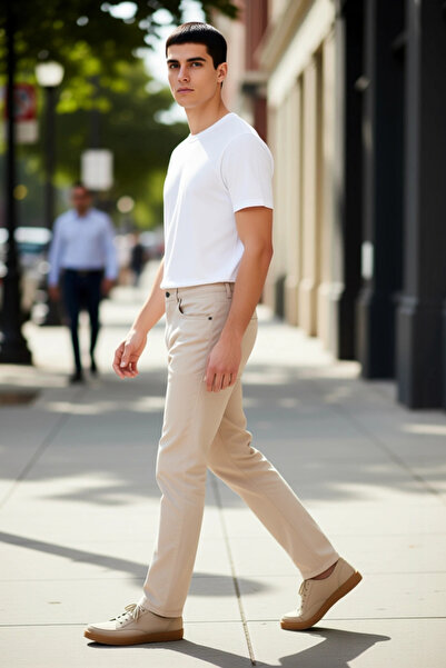 PayBuy Pantaloni din denim la modă pentru bărbați, cu talie înaltă, lungi, bu...