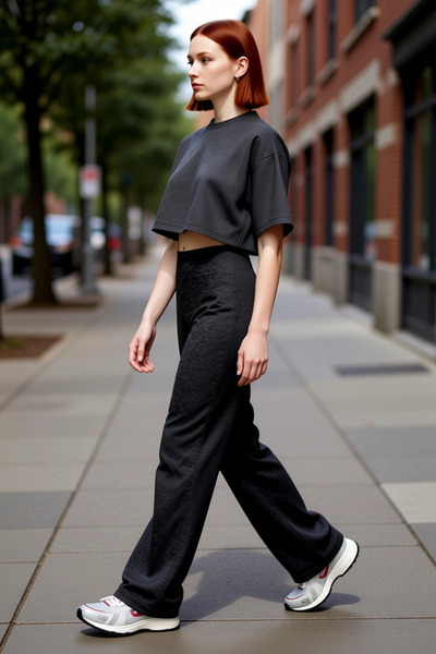 PayBuy سراويل نسائية عصرية ذات أرجل واسعة إسبانية اللون وخصر مطاطي للاستخدام ...