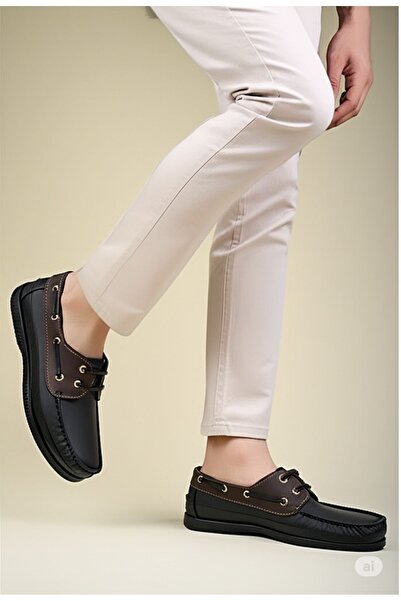 Liarca All Genuine Leather Guaranteed Comfortable Casual Loafer Boat Style Comfortable Men's Orthopedic Sole Shoes