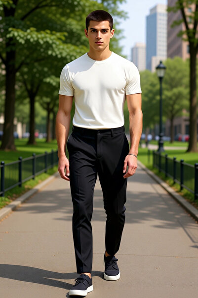 PayBuy Men's Fashion Chino Pants Pipe Leg Slim Fit Italian Cut Daily and Business Life Use