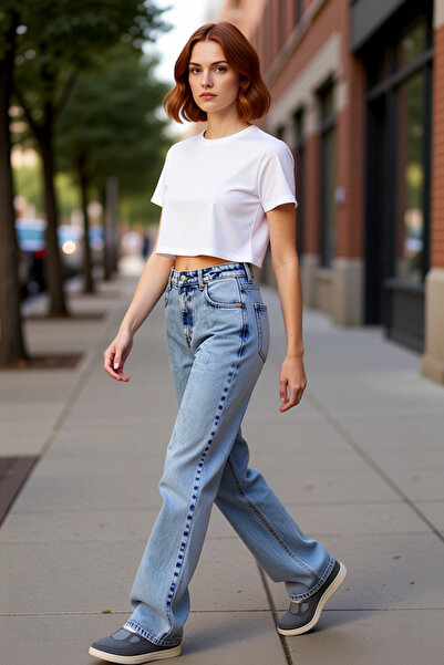 PayBuy Women's Fashion High Waist Wide Leg Jean Pants Cotton Daily Use Season...