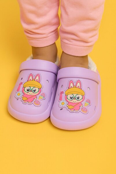 solariz Daily, Fur Inside, Orthopedic, Non-Slip Sole, Children's Sandal Slippers with Labubu Figure