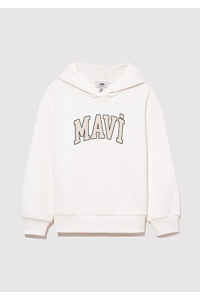 Mavi White logo Printed Hooded Sweatshirt - 7610035 -81964