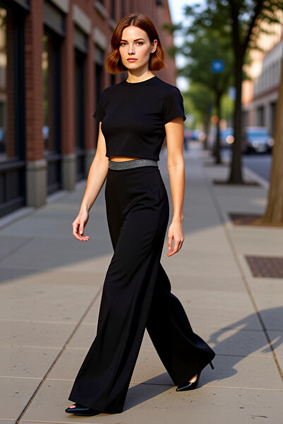 PayBuy Women's Fashion High Waist Wide Leg Woven Pants Stylish Night Durable ...