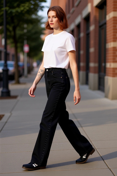 PayBuy Moda femei Pantaloni de jeans cu talie înaltă cu picioare largi Bumbac...