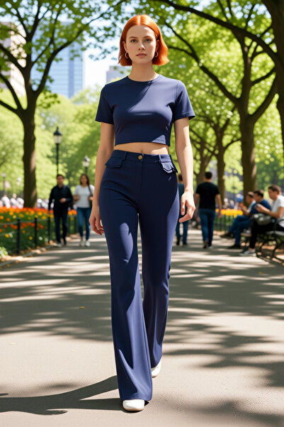 PayBuy Women's Fashion High Waist Wide Leg Bootcut Trousers Cotton Daily Use Summer