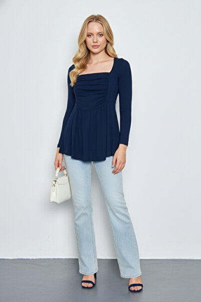 LİVE SPORT Γυναικείο μακρυμάνικο τουνίκ με τετράγωνο λαιμόκοψη από βισκόζη