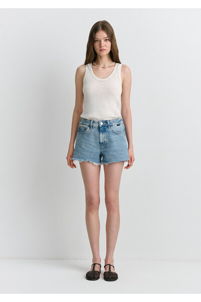 Mavi Rosie 90lar Gölgeli Indigo Mavisi Jean Şort 1447487078