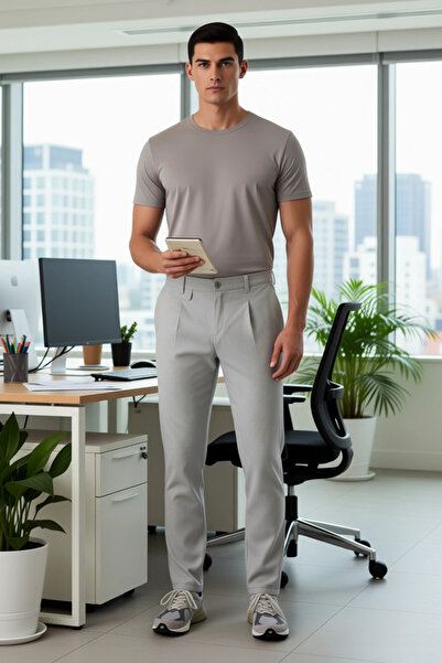 PayBuy Men's Fashion Slim Fit Pipe Leg Trousers Ideal Choice for Daily Wear Summer