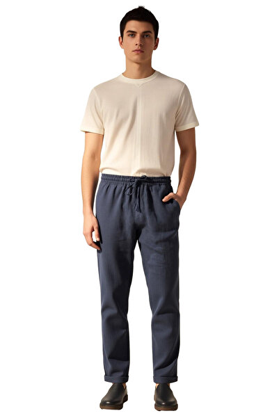 PayBuy Men's Fashion Regular Fit Linen Trousers High Waist Straight Fit Daily Use