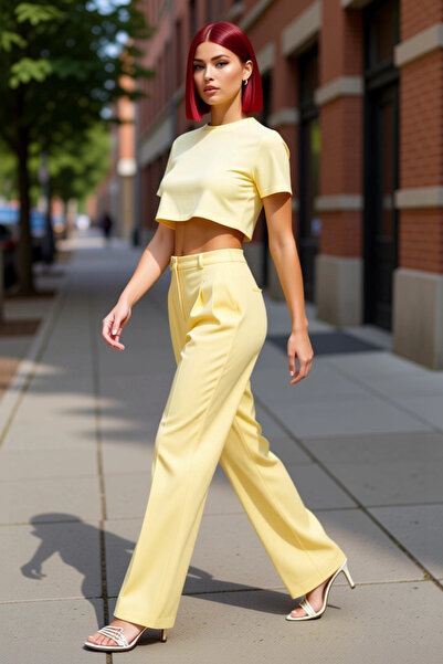 PayBuy Γυναικείο ίσιο παντελόνι με ίσιο κόψιμο ύφασμα υψηλής μέσης για εργασί...