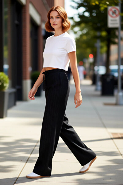 PayBuy Γυναικεία μόδα Παντελόνι με ίσιο μοτίβο με ψηλόμεσο ίσιο μοτίβο ιξώδες...