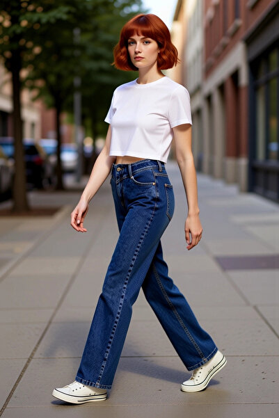 PayBuy Γυναικεία μόδα Ψηλόμεση Φαρδύ Τζιν Τζιν Βαμβακερό Καθημερινό Συνδυασμό...