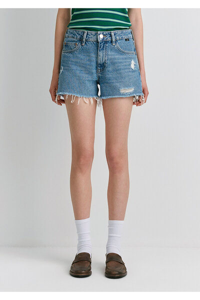 Mavi Rosie 90lar Yırtıklı Açık Mavi Jean Şort 1447487077