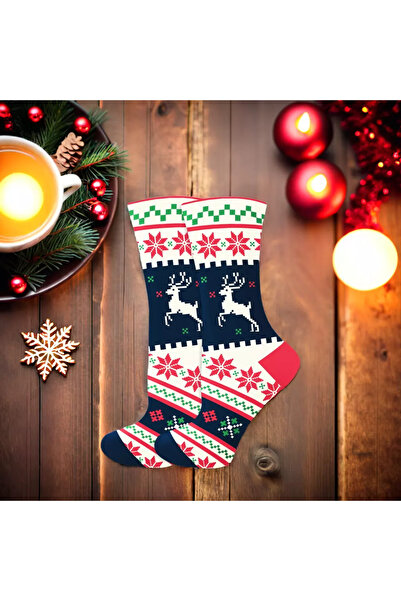 OEM Long unisex Christmas socks with reindeer and snowflakes, one size