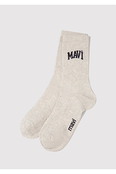 Mavi Logo Printed Ecru Socks 0911160 -80196