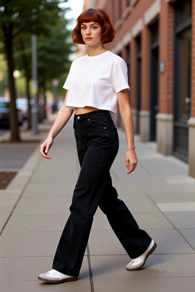 PayBuy Moda femei Pantaloni lungi din denim cu picioare late Bumbac Utilizare...