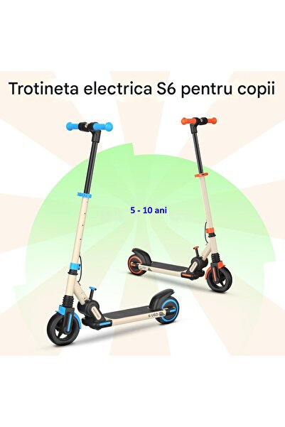 iscooter Trotineta electrica copii 15 km/h, motor 250 W, anvelope de 6, 5 inch, sistem de frana 6-10 ani
