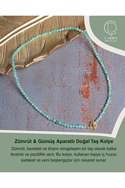 ÇAKRA DOĞAL TAŞ Zümrüt & Gümüş Aparatlı Doğal Taş Kolye