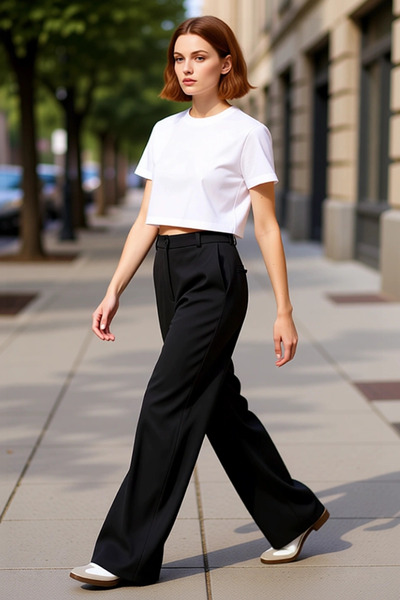 PayBuy Pantaloni evazați la modă pentru femei, cu talie înaltă, țesătură țesătă, pentru muncă și zilnic de vară