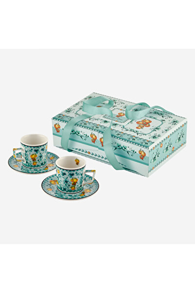 CHIARA ALESSI Arancia Turkuaz Porselen Kahve Fincan Seti 120 Ml