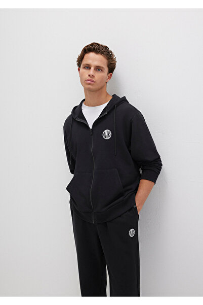 Mavi Mvjns Logo Printed Black Hooded Sweatshirt - Zipper 0s10193-900