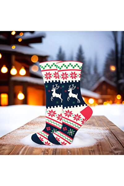 OEM Long unisex Christmas socks with reindeer and snowflakes, one size