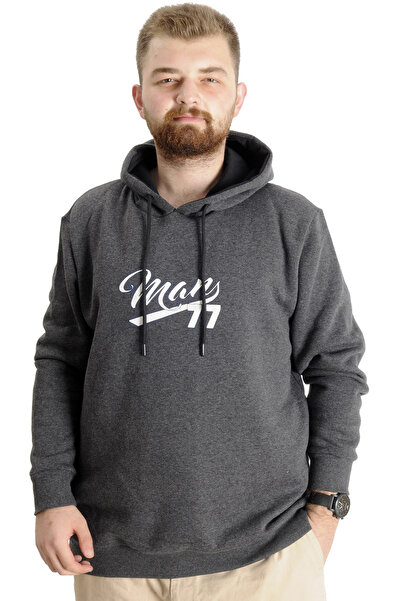 ModeXL Mode XL Large Size Men's Sweatshirt Hooded 23540 Antramelange