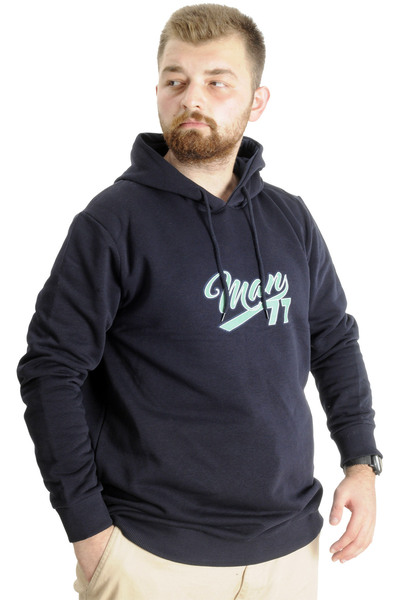 ModeXL Men's Hooded Sweatshirt - Plus Size, Navy Blue, 23540
