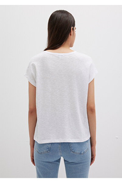 Mavi Tricou de bază alb cu decolteu în V Regular Fit 1612380 -620