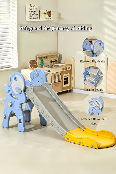 Venpara Foldable Indoor Slide for Toddlers, Safe HDPE Plastic with Basketball Hoop